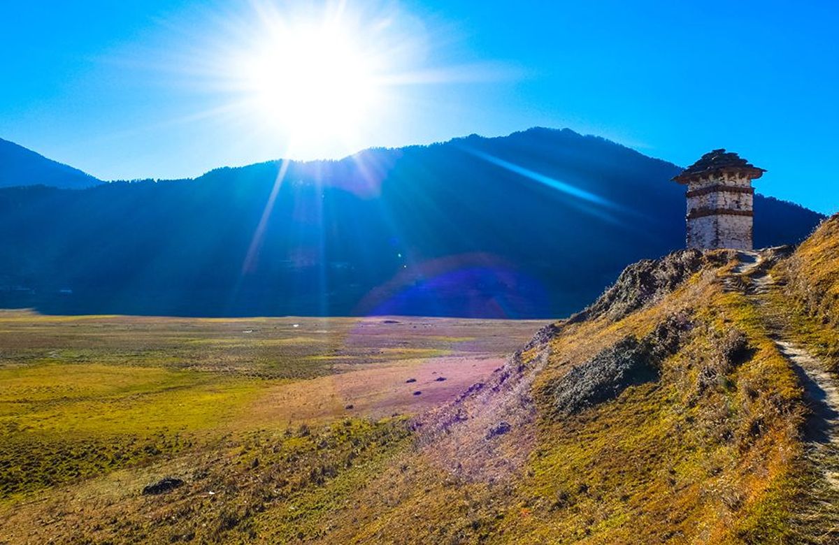 Sunrise over the Phobjikha and Gangtey valley