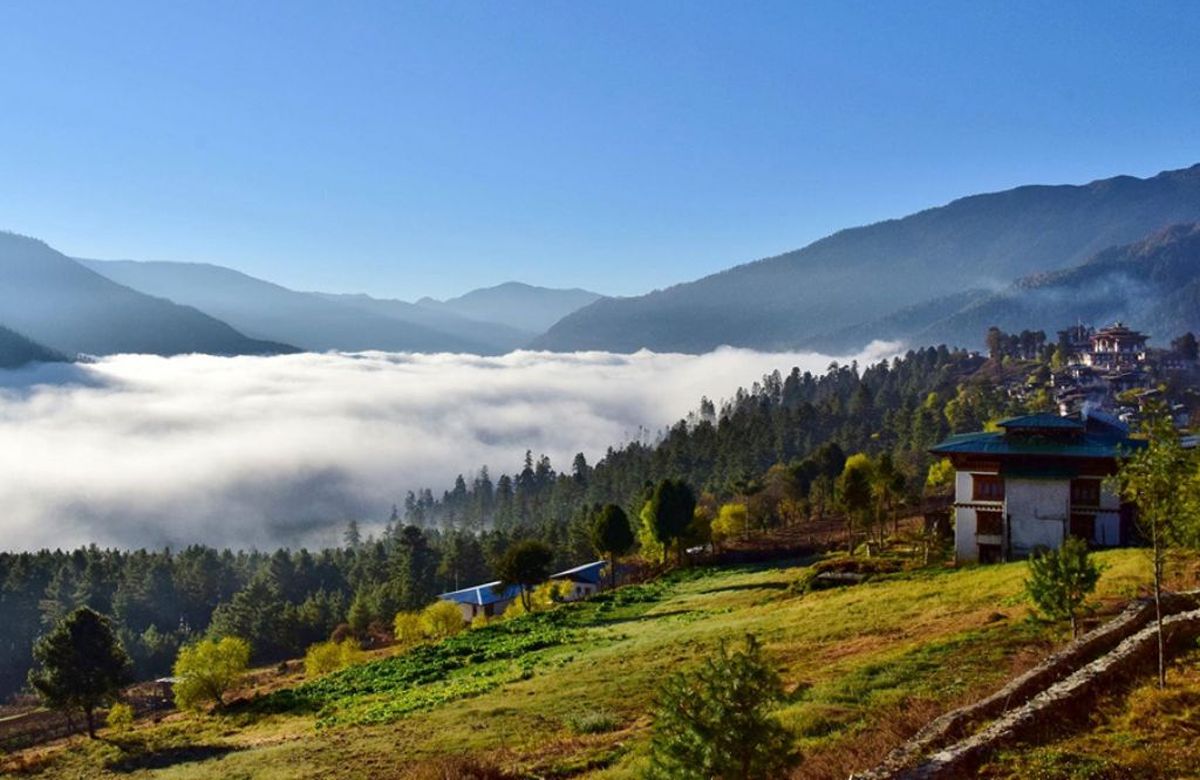 Morning mist over the Gangtey and Phobjikha valley
