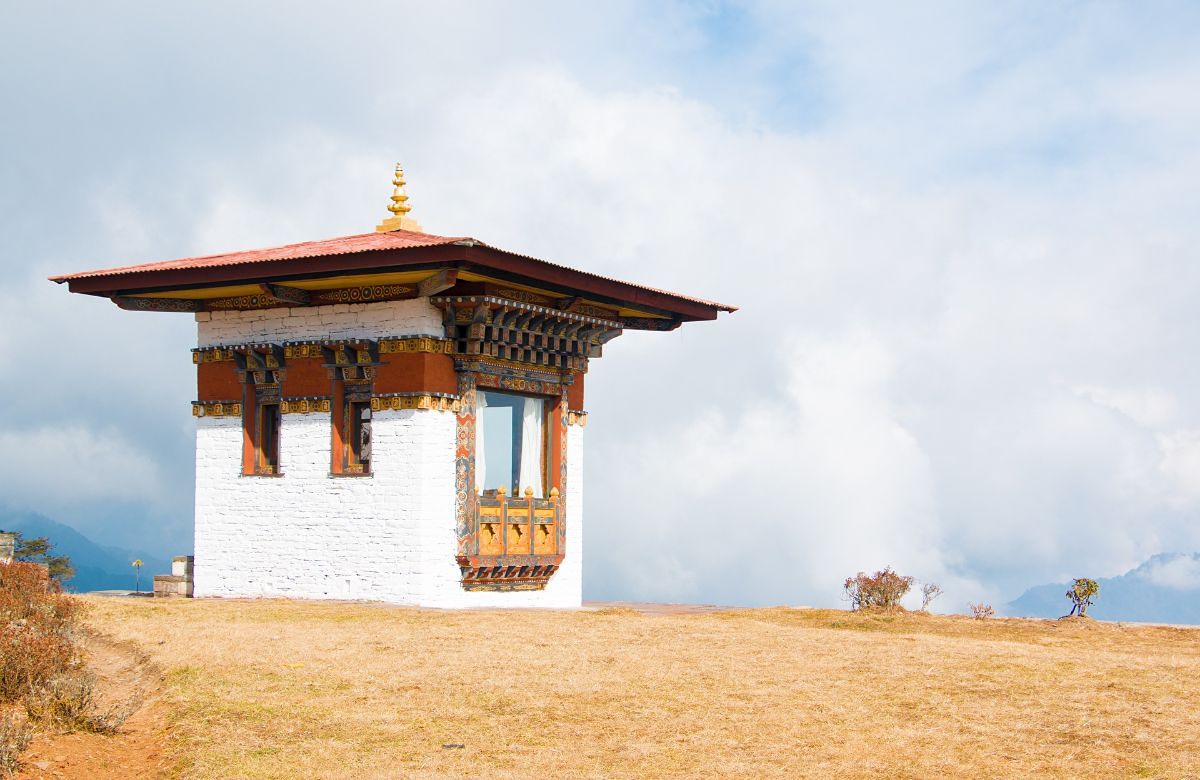 A small hilltop lhakhang in the Bhutanese hills