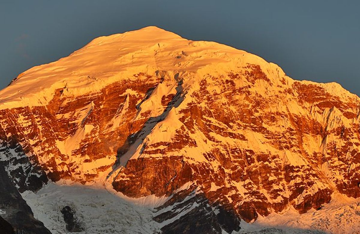 Alpenglow on Jomolhari at sunrise
